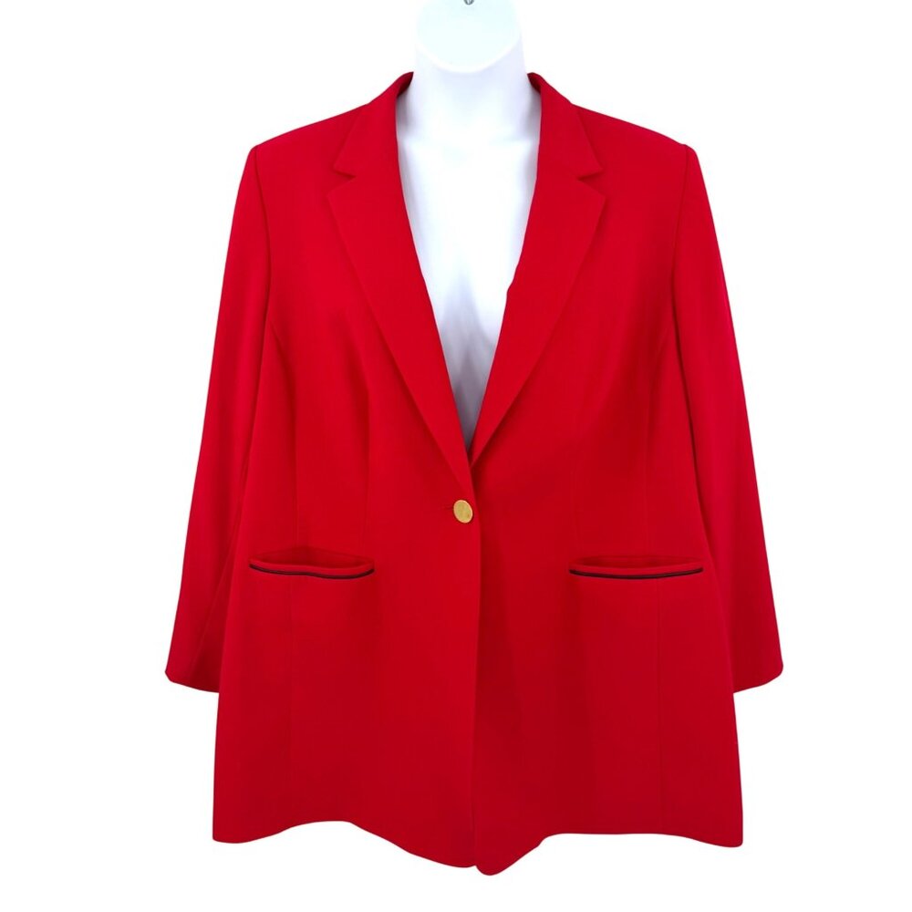 RED CALVIN KLEIN BLAZER W/ GOLD BUTTON & BLACK POCKET ACCENTS - 20W